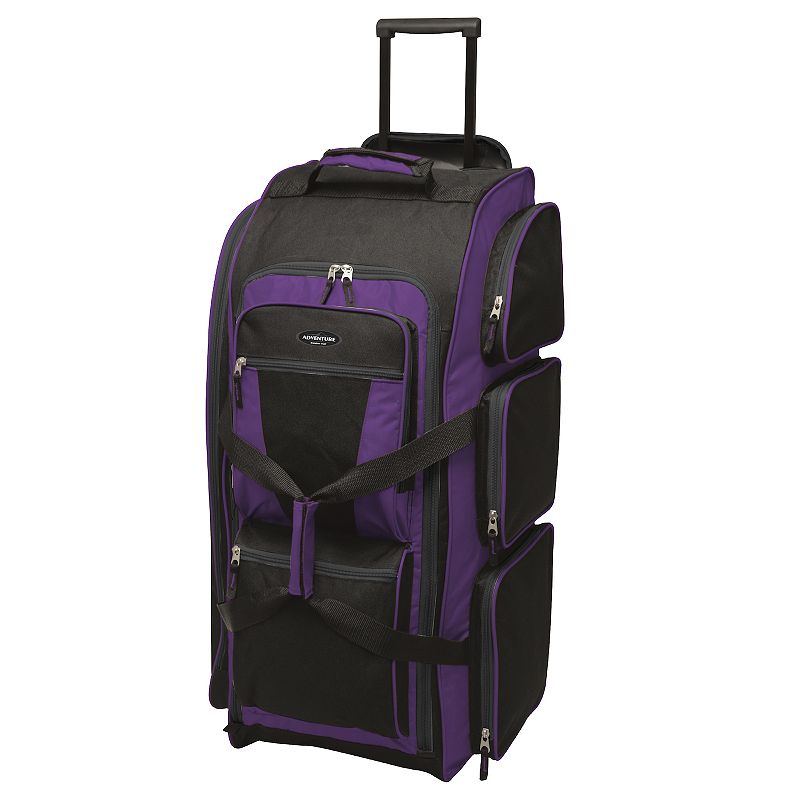 Travelers Club 30-Inch Multi-Pocket Rolling Upright Duffel Bag, Purple
