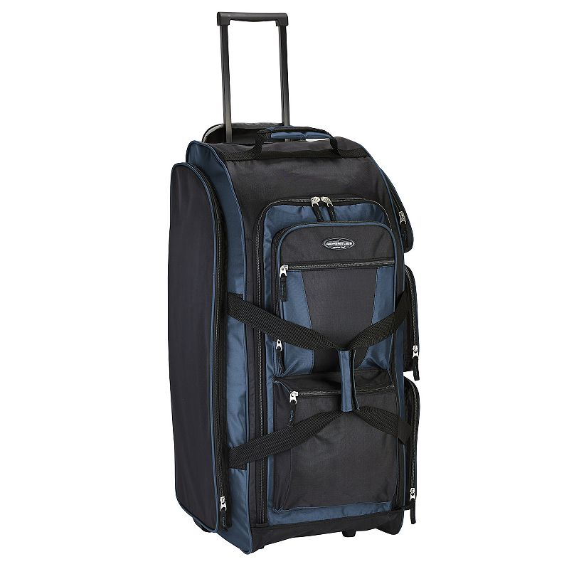 Travelers Club 30-Inch Multi-Pocket Rolling Upright Duffel Bag, Rivera Blue