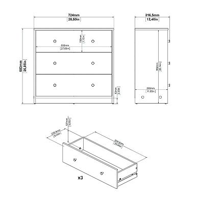 Tvilum Portland 3-Drawer Dresser