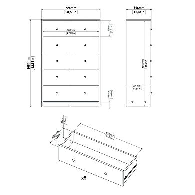 Tvilum Portland 5-Drawer Dresser
