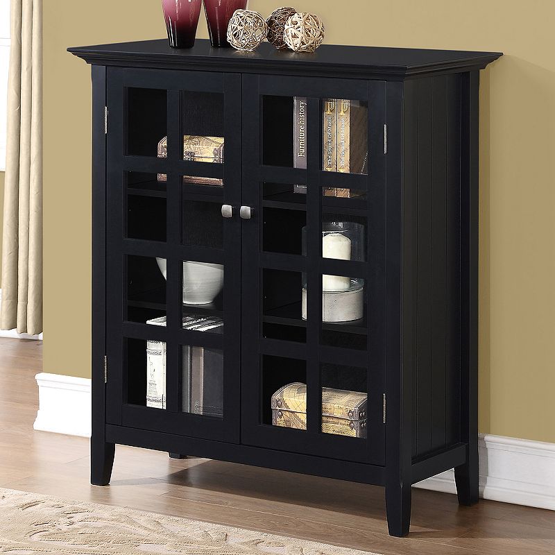Simpli Home Acadian Medium Storage Cabinet, Black