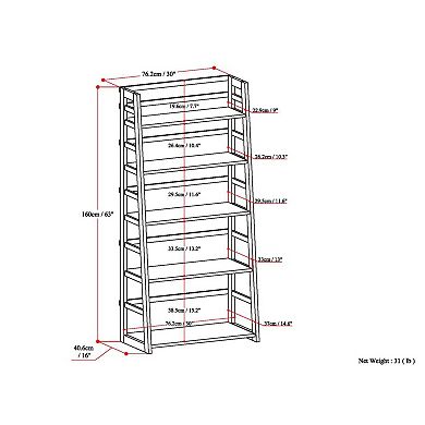 Simpli Home Acadian 5 Shelf Ladder Bookcase