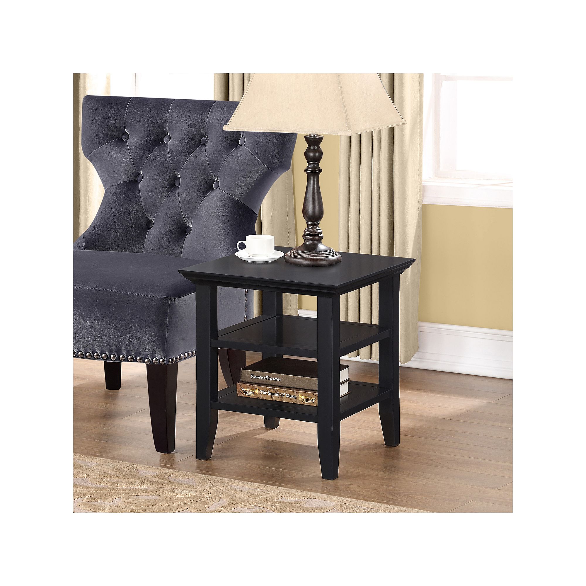 Simpli Home Acadian Square End Table, Black