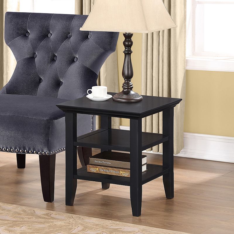 Simpli Home Acadian Square End Table, Black