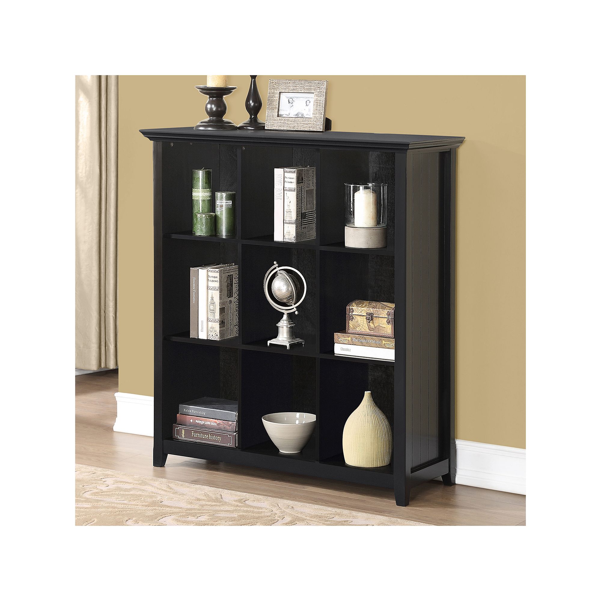 Simpli Home Acadian 9 Cube Bookcase, Black