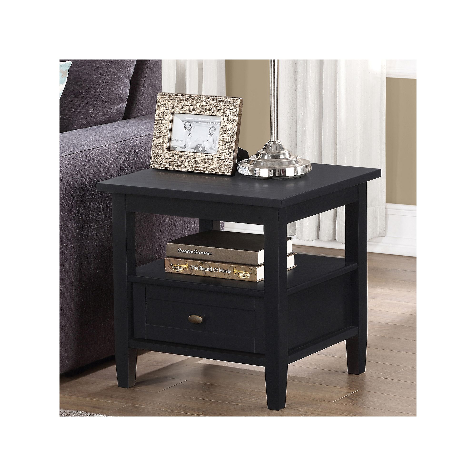 Simpli Home Warm Black Shaker End Table