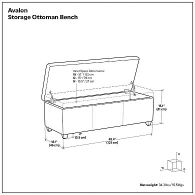 Simpli Home Avalon Upholstered Storage Ottoman