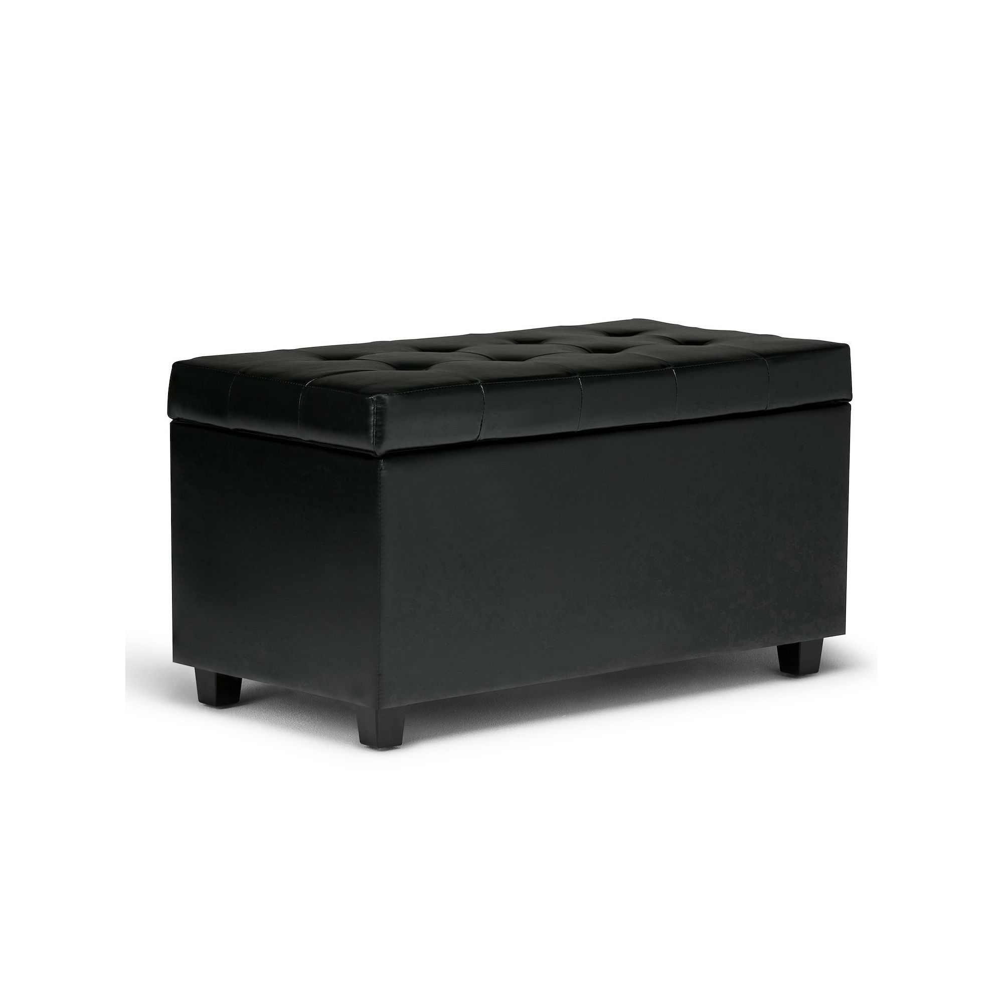 Simpli Home Cosmopolitan Rectangular Storage Ottoman, Black Black