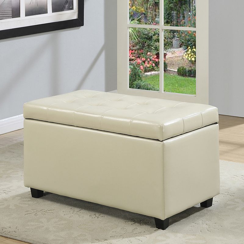 Simpli Home Cosmopolitan Rectangular Storage Ottoman, Beige