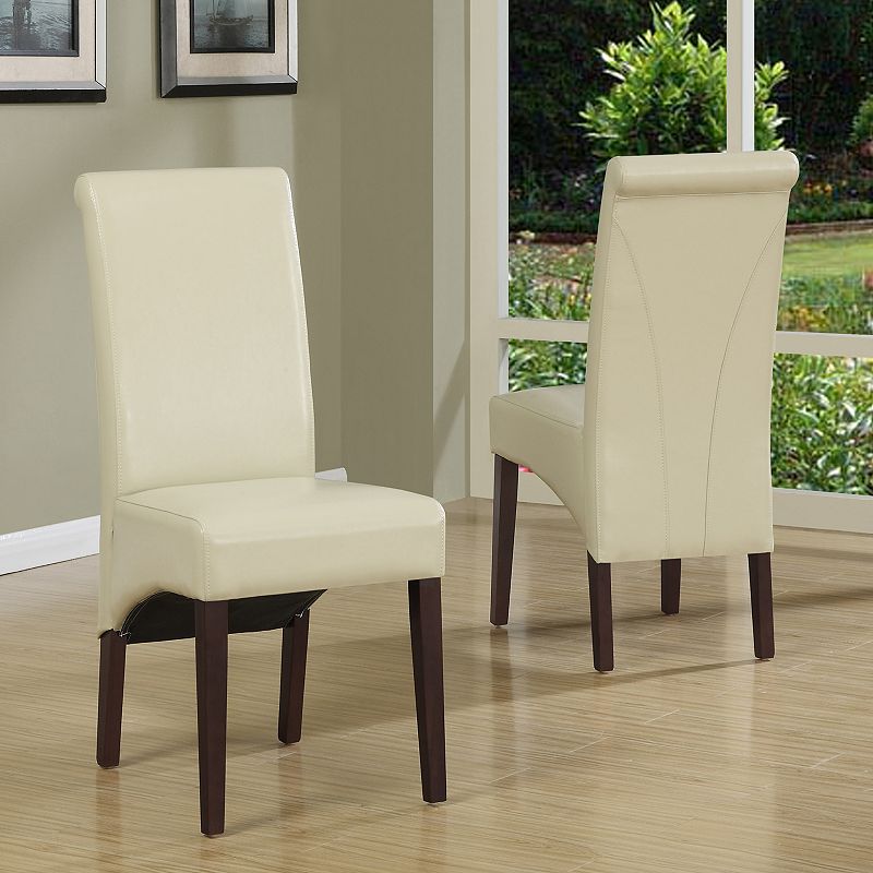 Simpli Home Avalon Deluxe Parson Chair 2-piece Set, Beige