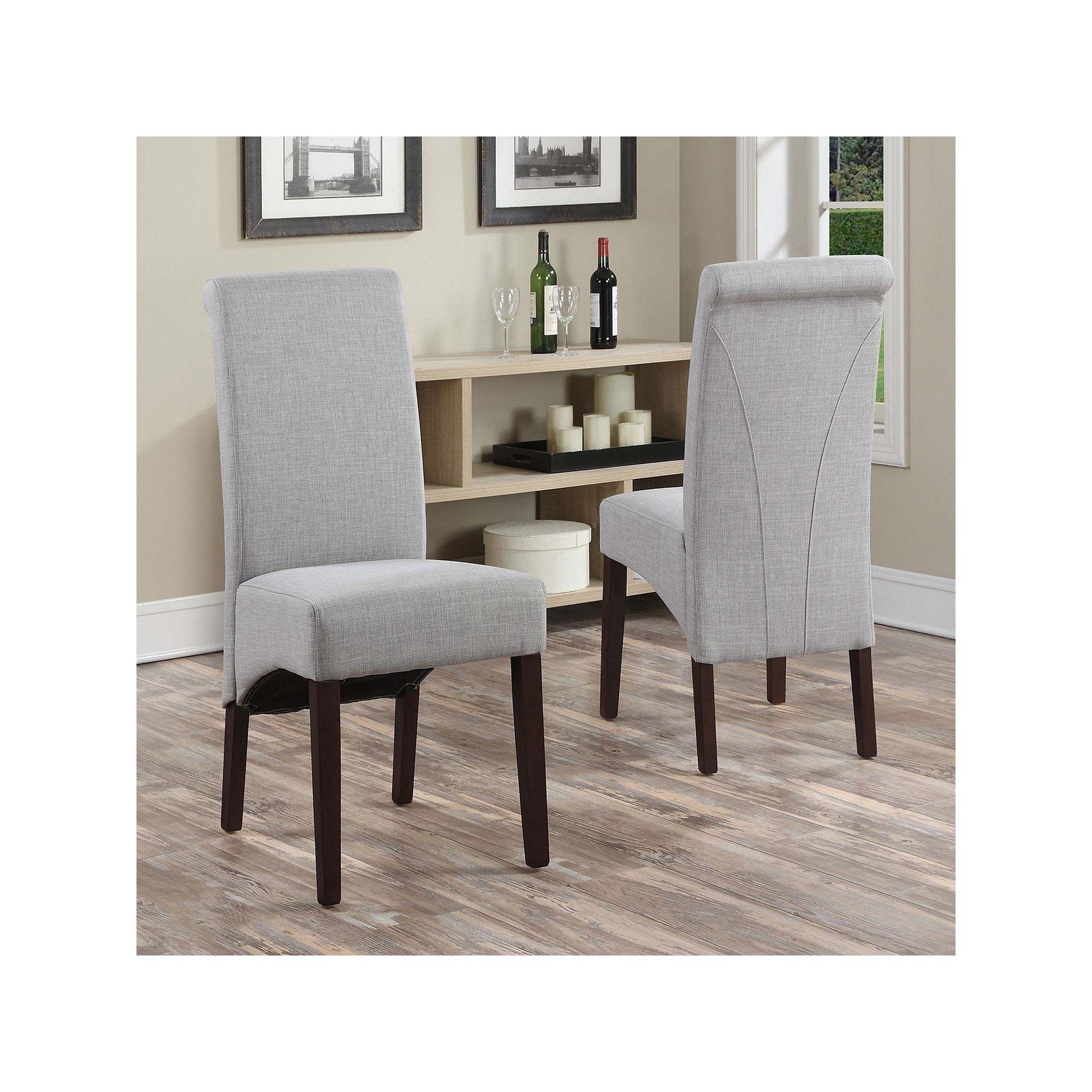 Simpli Home Avalon Deluxe Dining Chair 2-piece Set, Dove Gray