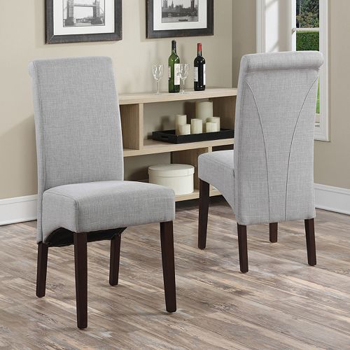 Simpli Home Avalon Linen Deluxe Parson Chair 2piece Set