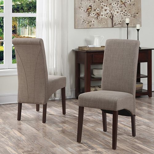 Simpli Home Avalon Linen Deluxe Parson Chair 2-piece Set