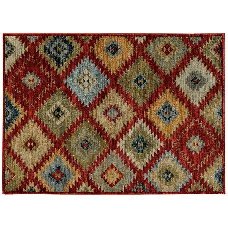 StyleHaven Casa Native Diamond Rug, Red, 10X13 Ft