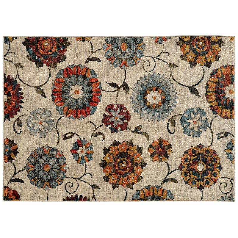 StyleHaven Casa Joyful Floral Rug, Lt Beige, 5X7.5 Ft