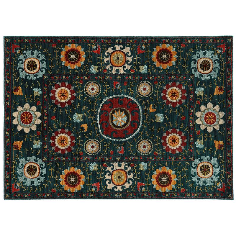 StyleHaven Casa Multi Floral Rug, Dark Blue, 5X7.5 Ft