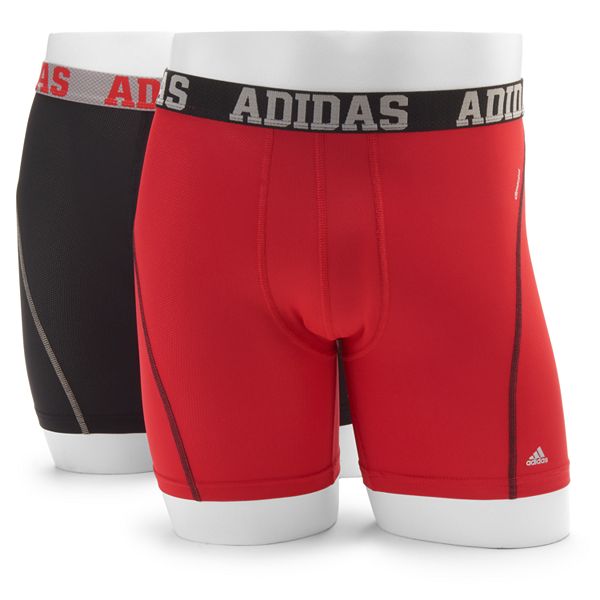 adidas Men's Sport Performance Climacool Boxer Brief Underwear (2-Pack),  Black/Thunder Grey, Large