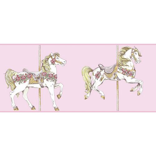 Peek-A-Boo Toile Carousel Horse Border