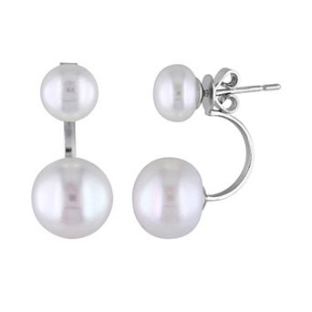 Stella Grace Freshwater Cultured Pearl Sterling Silver Front-Back Drop Earrings