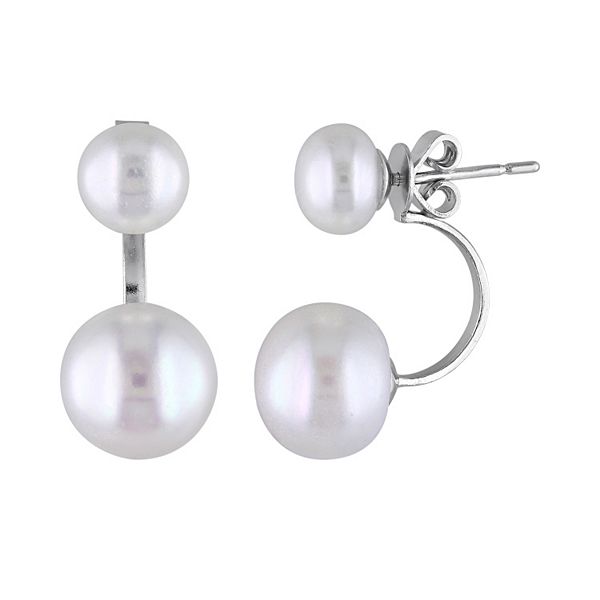 Stella Grace Freshwater Cultured Pearl Sterling Silver Front-Back Drop ...