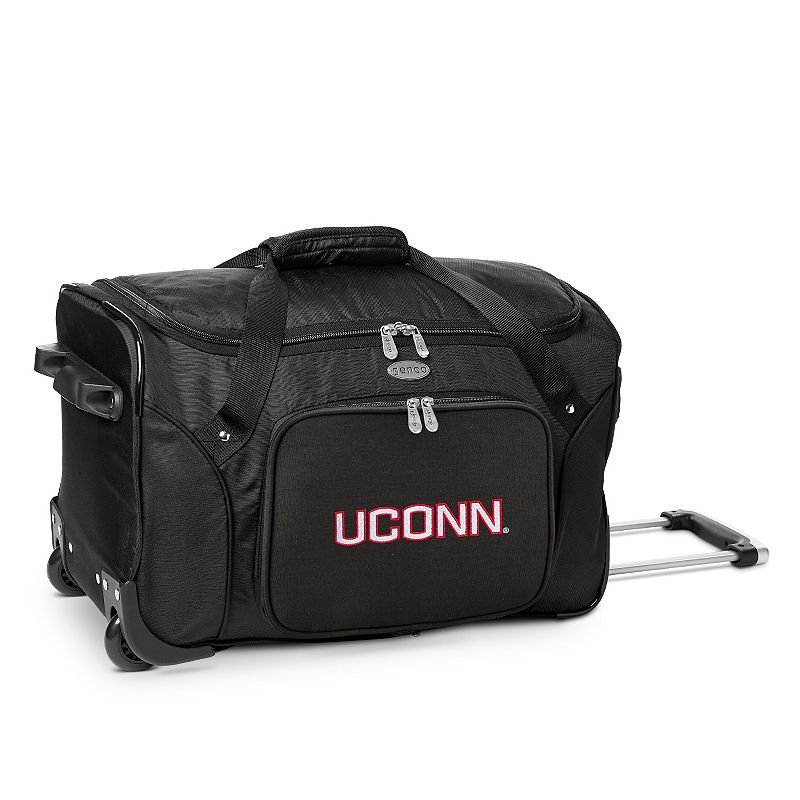 Denco UConn Huskies 22-Inch Wheeled Duffel Bag, Black