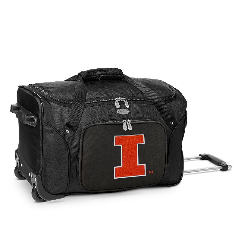Denco Illinois Fighting Illini 22-Inch Wheeled Duffel Bag, Black