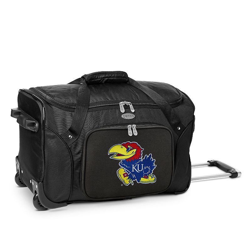 Denco Kansas Jayhawks 22-Inch Wheeled Duffel Bag, Black