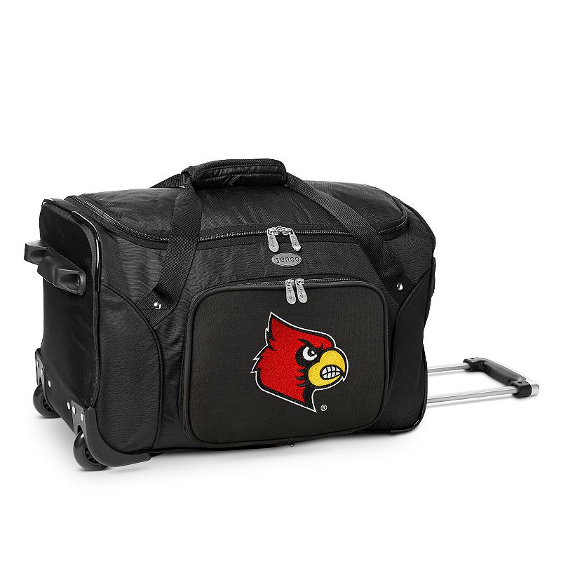 Denco Louisville Cardinals 22-Inch Wheeled Duffel Bag, Black