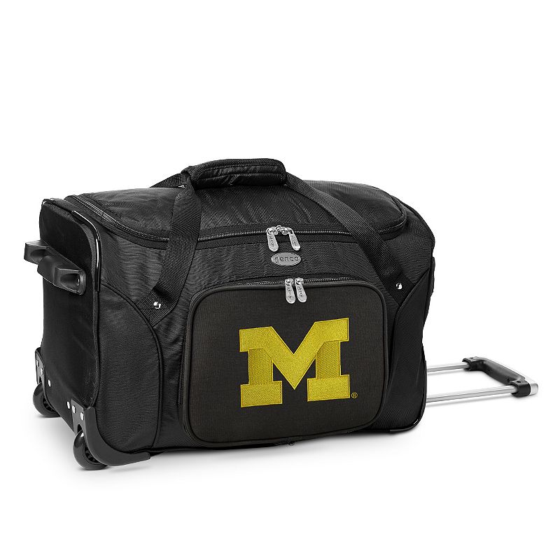 Denco Michigan Wolverines 22-Inch Wheeled Duffel Bag, Black
