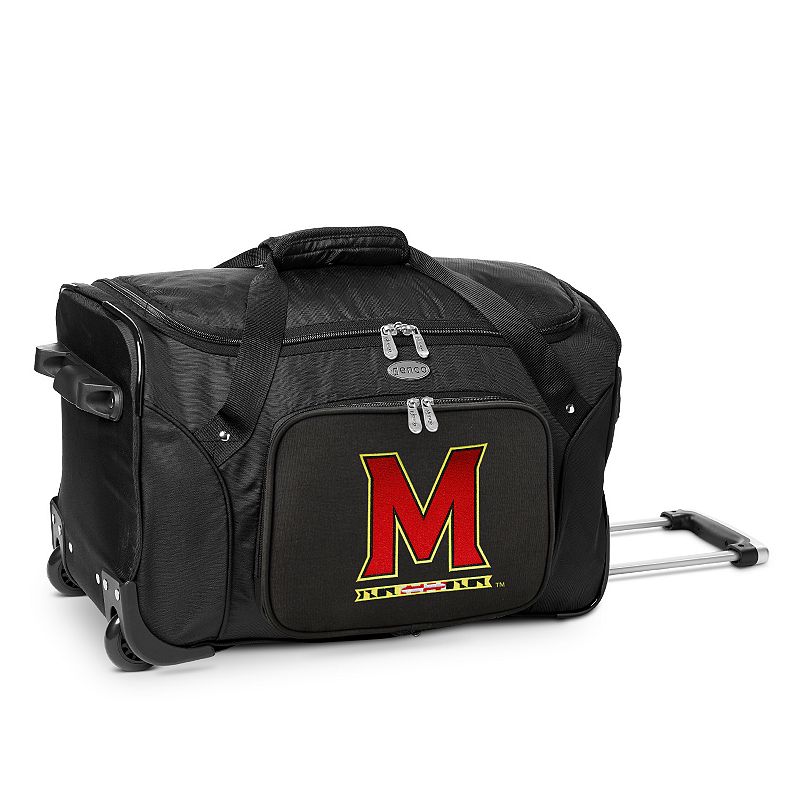 Denco Maryland Terrapins 22-Inch Wheeled Duffel Bag, Black