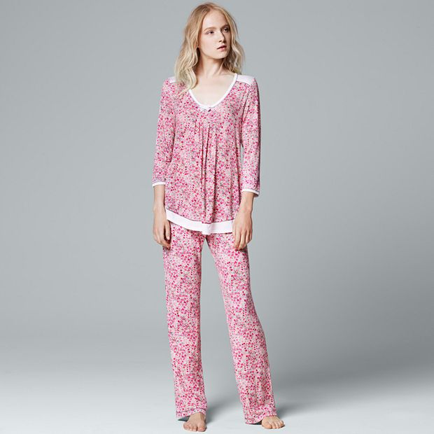 Women's Simply Vera Vera Wang Pajamas: Wintery Nights Microfleece