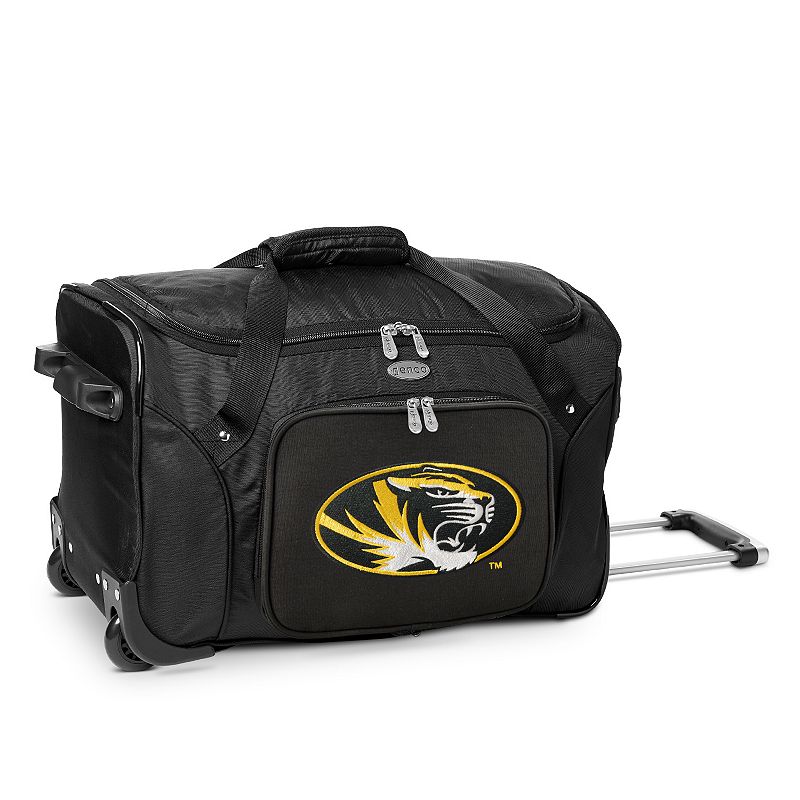 Denco Missouri Tigers 22-Inch Wheeled Duffel Bag, Black