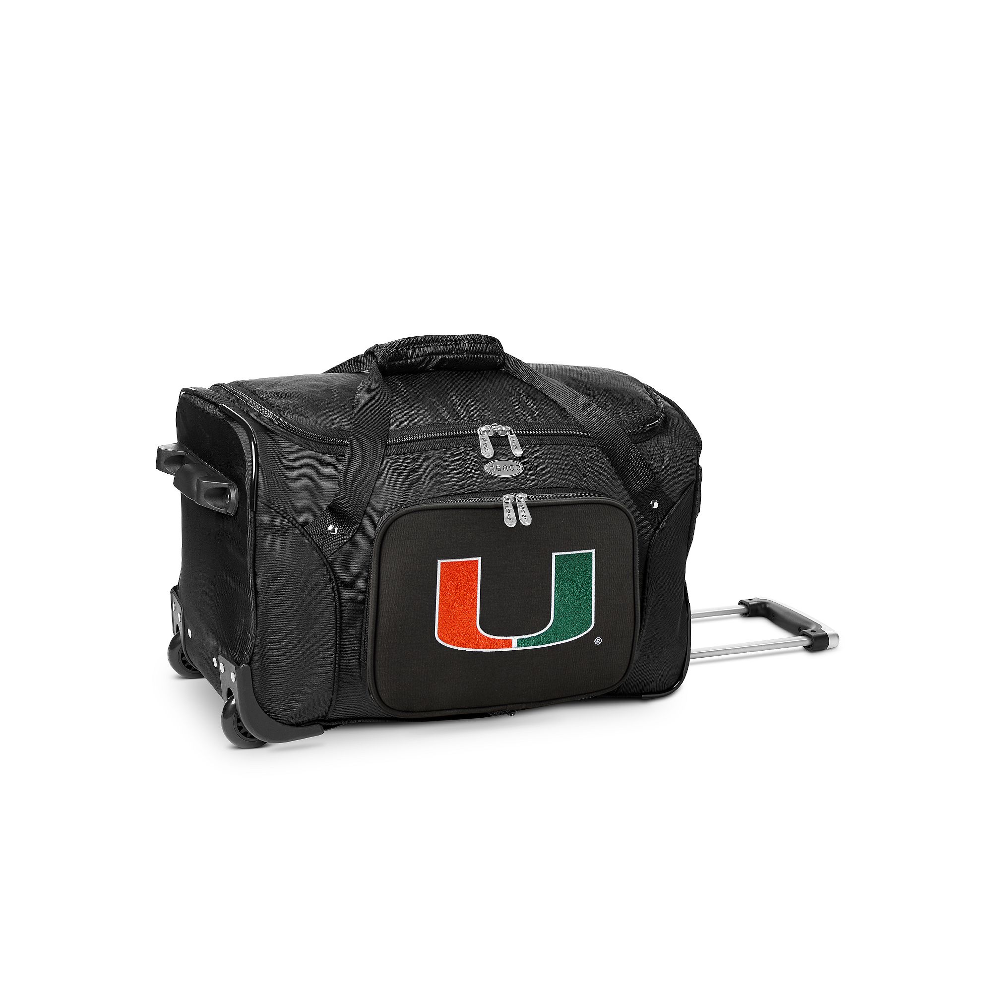 Denco Miami Hurricanes 22-Inch Wheeled Duffel Bag, Team