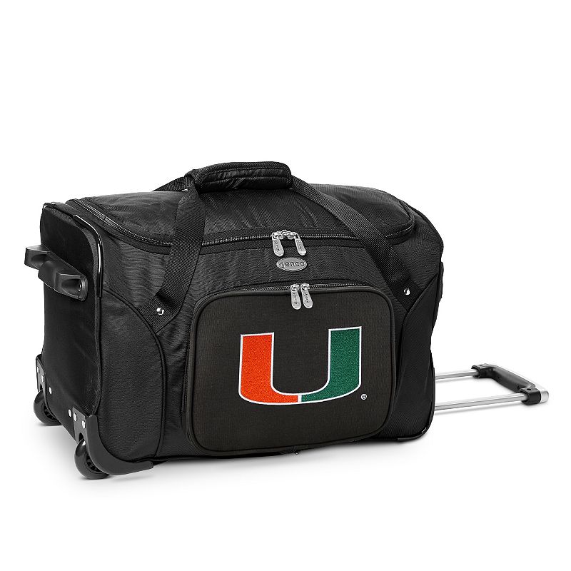 Denco Miami Hurricanes 22-Inch Wheeled Duffel Bag, Black