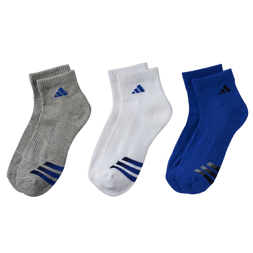 3 Pair ADIDAS QUARTER ANKLE Socks Size M- Women's Men's ROYAL BLUE ...