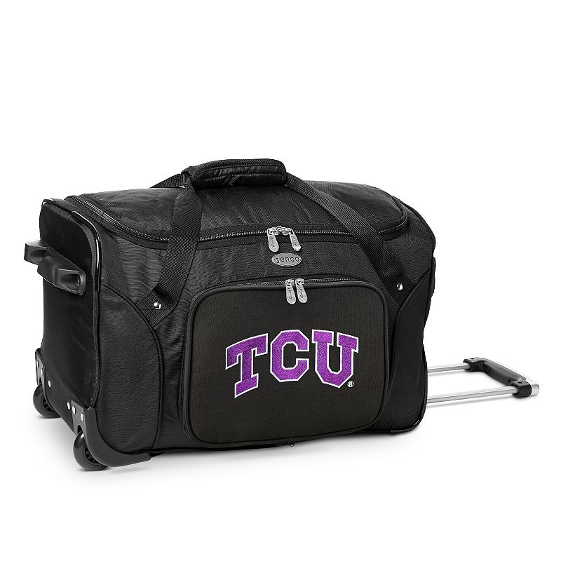 Denco TCU Horned Frogs 22-Inch Wheeled Duffel Bag, Black
