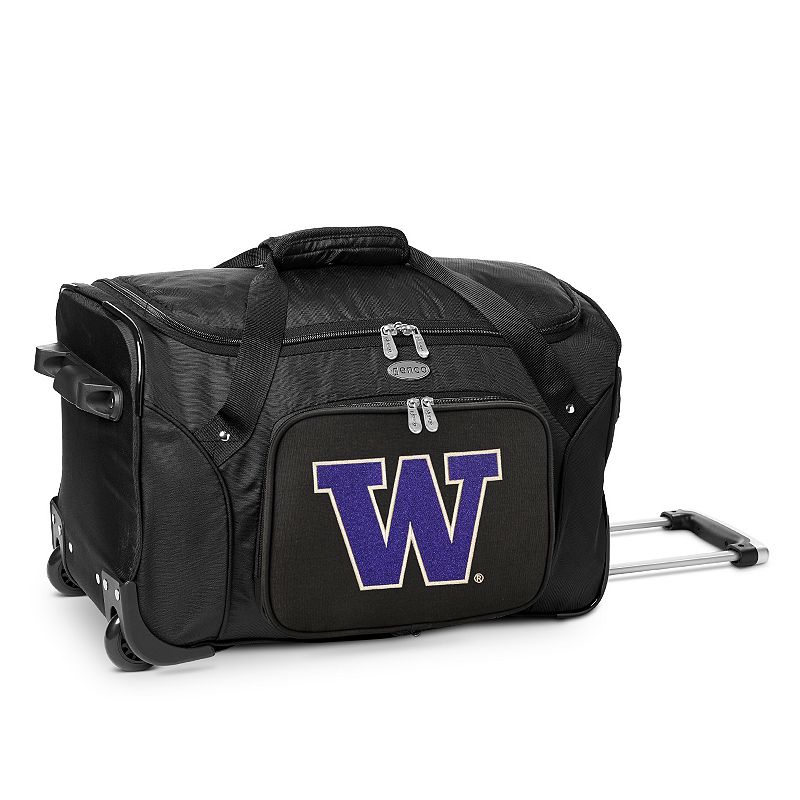 Denco Washington Huskies 22-Inch Wheeled Duffel Bag, Black