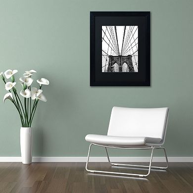 Trademark Fine Art "Brooklyn Bridge 3" Framed Canvas Wall Art