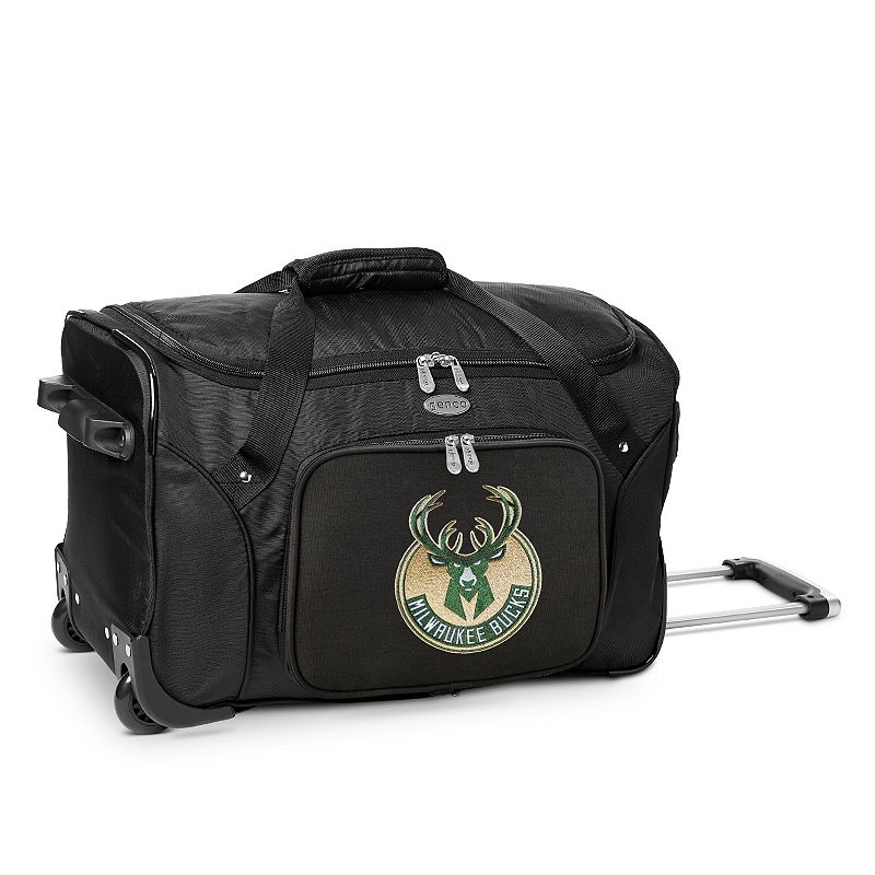 Denco Milwaukee Bucks 22-Inch Wheeled Duffel Bag, Black