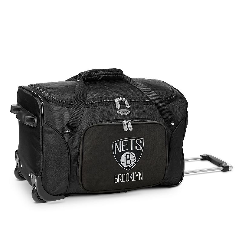 Denco Brooklyn Nets 22-Inch Wheeled Duffel Bag, Black