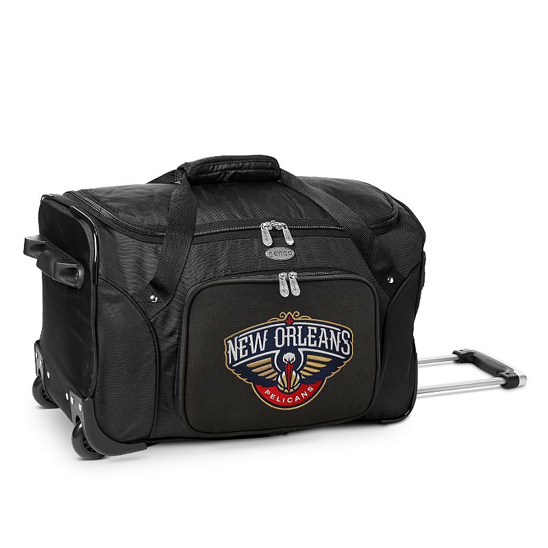 Denco New Orleans Pelicans 22-Inch Wheeled Duffel Bag, Black