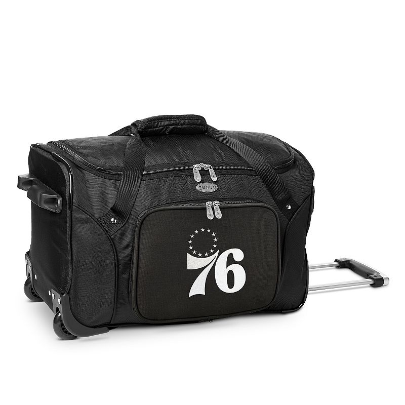 Denco Philadelphia 76ers 22-Inch Wheeled Duffel Bag, Black