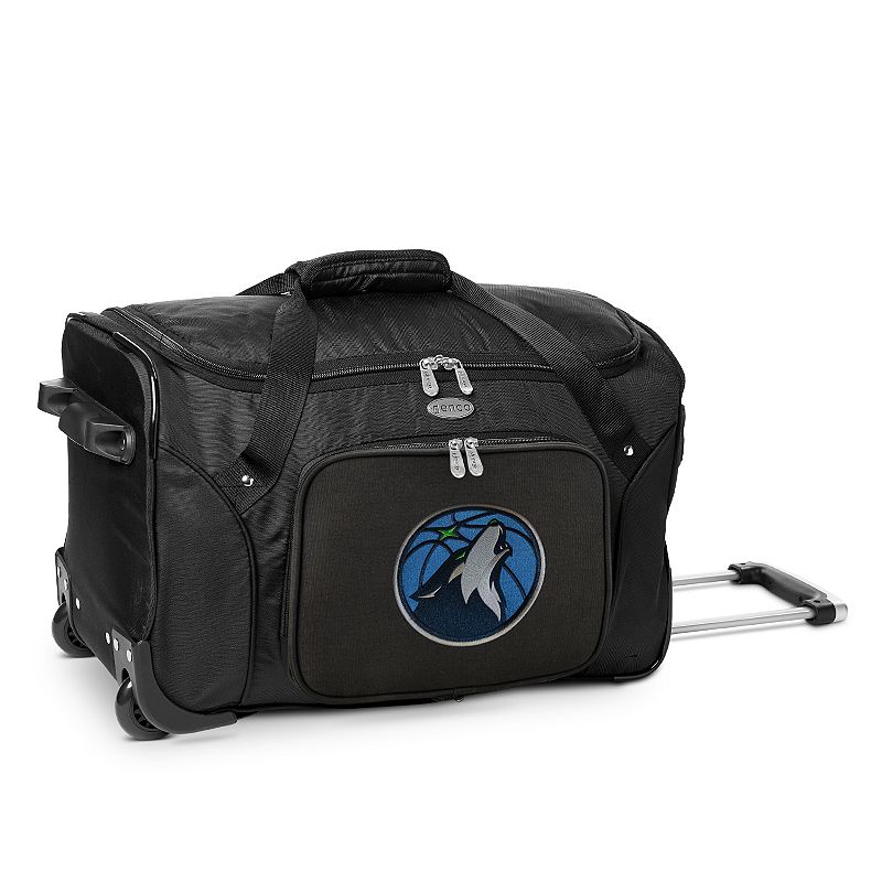 Denco Minnesota Timberwolves 22-Inch Wheeled Duffel Bag, Black