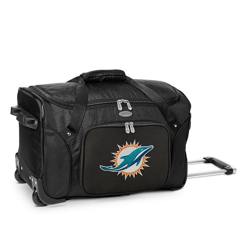 Denco Miami Dolphins 22-Inch Wheeled Duffel Bag, Black