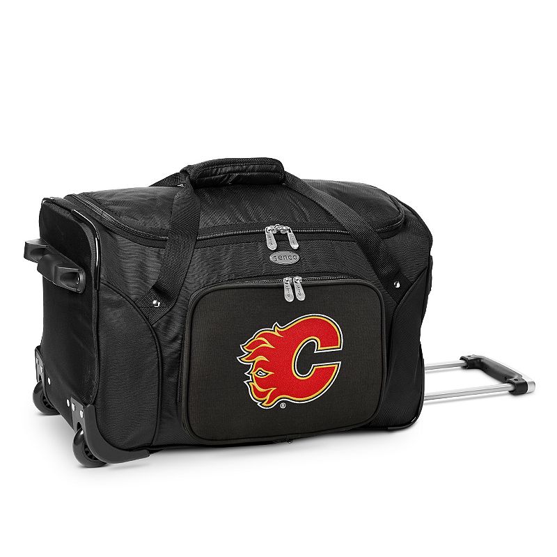 Denco Calgary Flames 22-Inch Wheeled Duffel Bag, Black