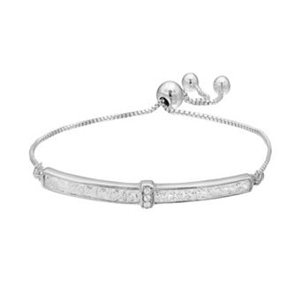 Sterling Silver Cubic Zirconia Bar Lariat Bracelet