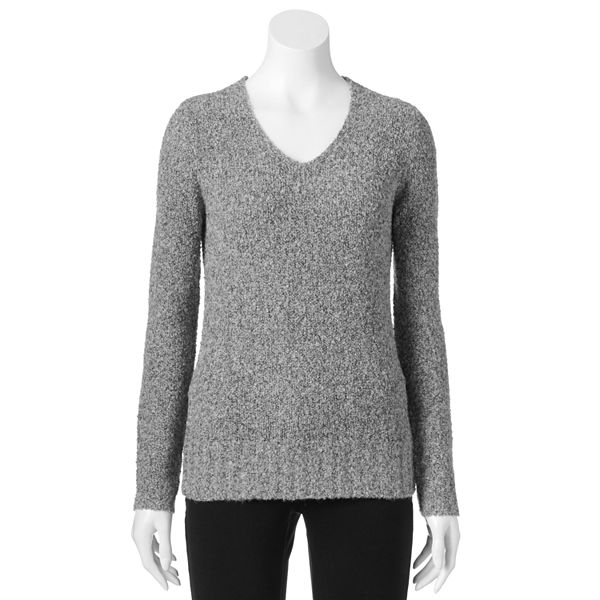 Petite Croft & Barrow® Boucle V-Neck Sweater