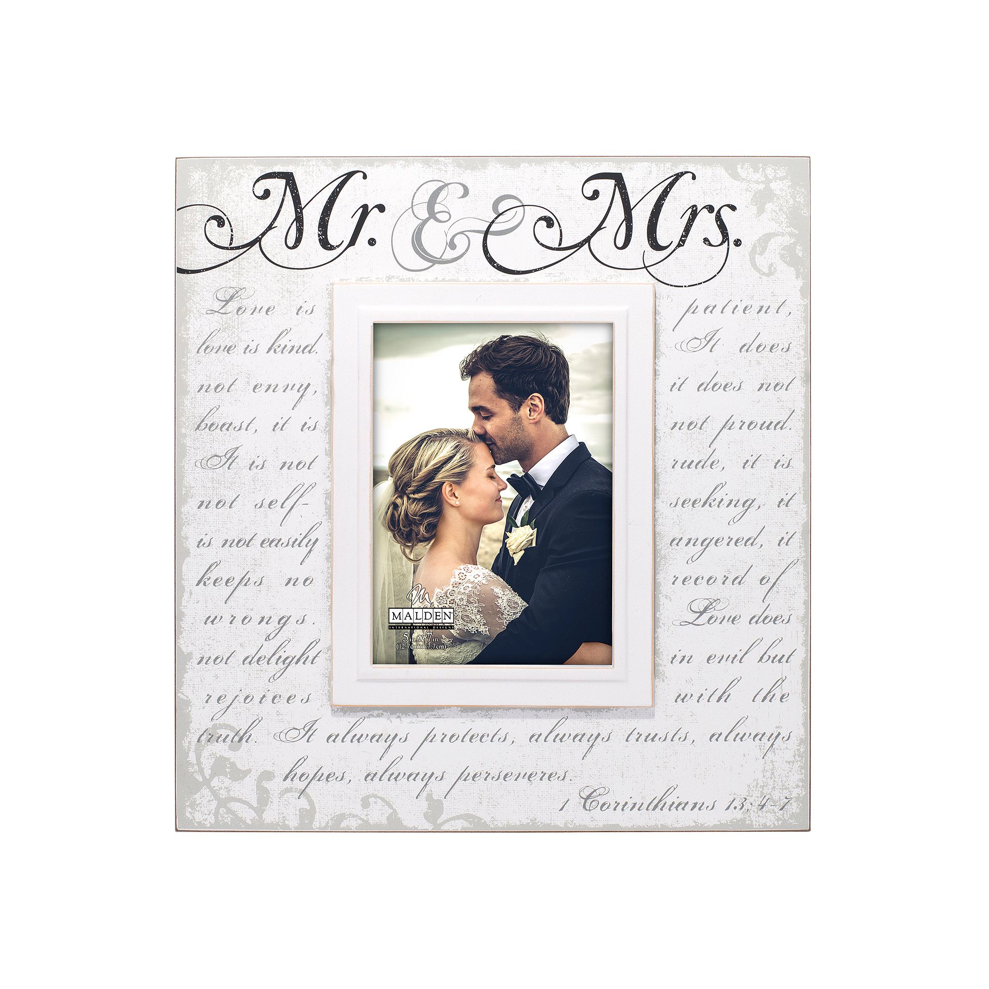 Malden Mr. & Mrs. Corinthian Script 5 x 7 Frame, White