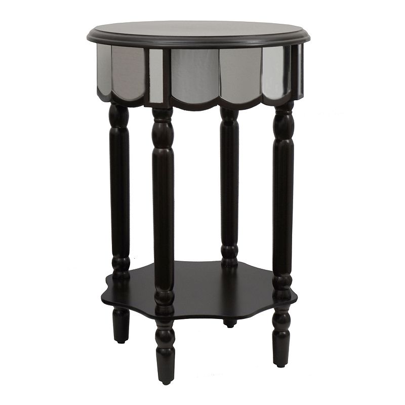 Decor Therapy Mirrored Round End Table, Black