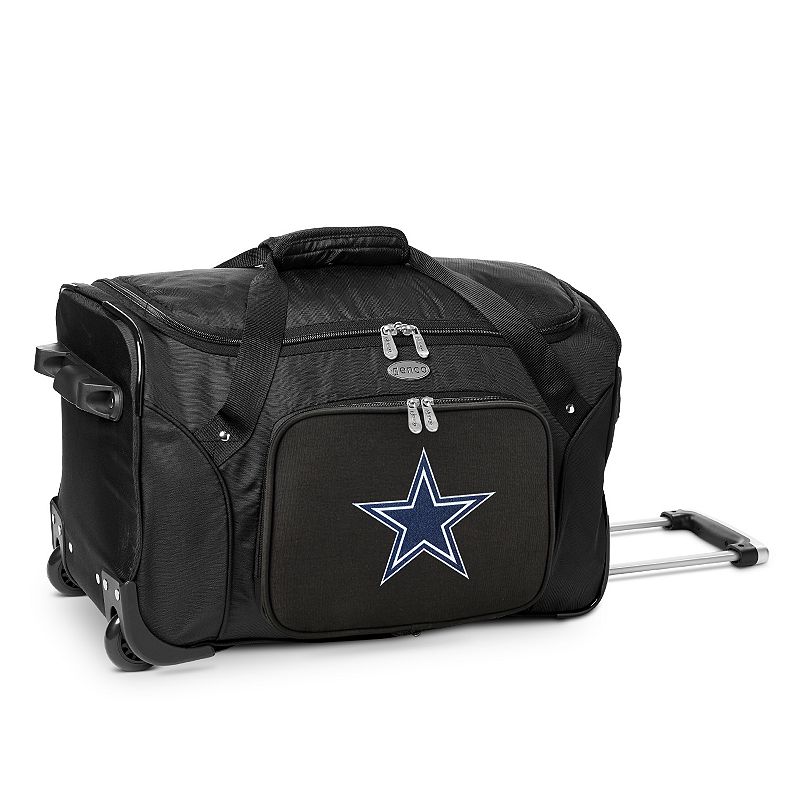 Denco Dallas Cowboys 22-Inch Wheeled Duffel Bag, Black